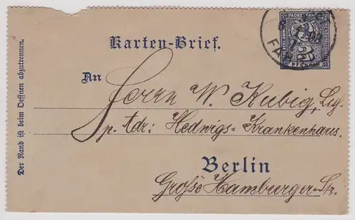 80395 Privatpost Kartenbrief Berliner Packetfahrt Aktiengesellschaft 6.1.1898