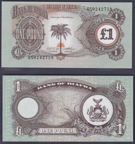 1 Pfund Banknote Biafra 1968-1969 bankfrisch UNC Pick 5 (158087)