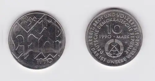 DDR Gedenk Münze 10 Mark 100 Jahre 1.Mai Feiertag 1990 (121520)