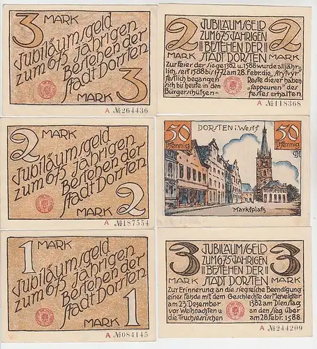 6 Banknoten Notgeld Stadt Dorsten in Westfalen um 1922