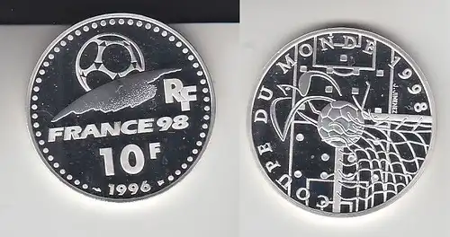 10 Franc Silber Münze Frankreich Fußball WM Frankreich 1998, 1996 (116463)