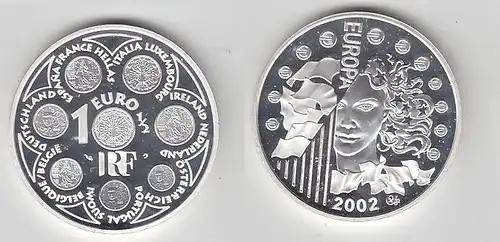1 1/2 Euro Silbermünze Frankreich Währungsunion 2002 ( 116449)