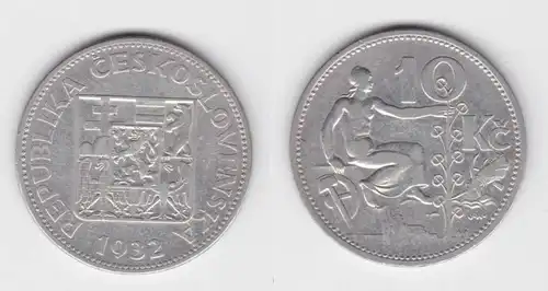 10 Kronen Silber Münze Tschechoslowakei 1932 (142232)