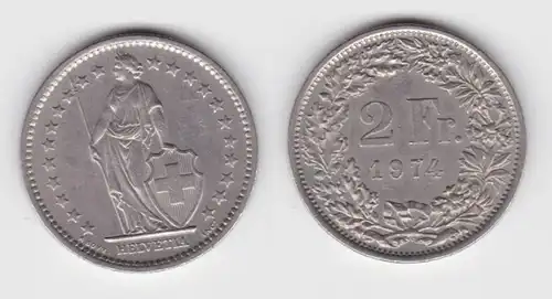 2 Franken Nickel Münze Schweiz 1974 (139471)