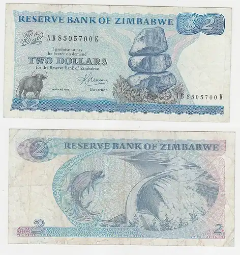 2 Dollar Banknote Reserve Bank of Zimbabwe Simbabwe 1983 (113118)