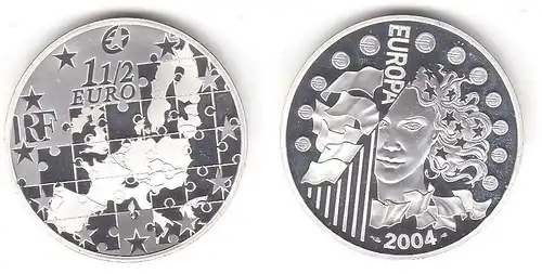 1 1/2 Euro Silbermünze Frankreich EU Erweiterung 2004 (112995)