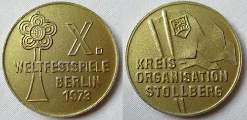 DDR Abzeichen FDJ Kreisorganisation Stollberg - X. Weltfestspiele 1973 (142285)