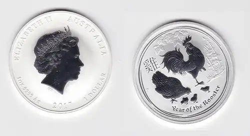 1 Dollar Silber Münze Australien Jahr des Hahn 1 Unze Feinsilber 2017 (131041)
