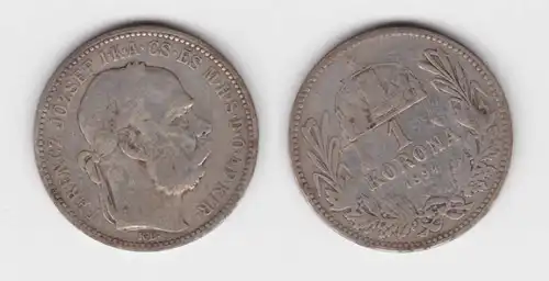 1 Krone Silber Münze Ungarn 1894 (119338)