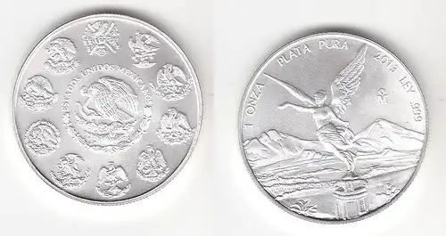 1 ONZA PLATA PURA Münze Mexiko 1 Unze 999 Silber TOP 2013 (112328)