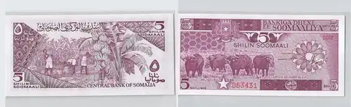 5 Shillings Banknote Somalia Soomaaliya 1982 bankfrisch UNC (129760)