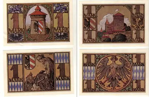 4 Banknoten Notgeld Notgeldausstellung in Nürnberg 1921 (111107)