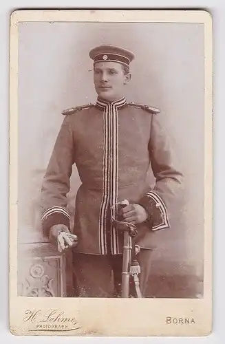 83953 Kabinett Foto Karabinier Borna mit Säbel um 1915
