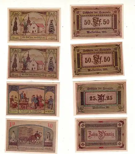 4 Banknoten Notgeld Gemeinde Wasserleben 1921 (112542)
