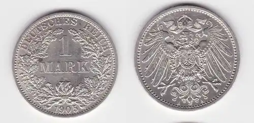 1 Mark Silber Münze Kaiserreich 1905 A vz (144785)