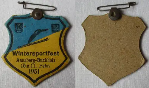 altes Abzeichen aus Pappe Wintersportfest Annaberg Buchholz 1951 (112558)