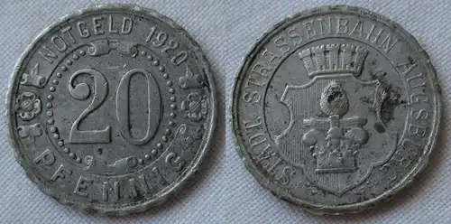 20 Pfennig Aluminium Wertmarke der städt. Straßenbahn Augsburg 1920 (154700)