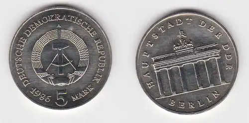 DDR Gedenk Münzen 5 Mark Brandenburger Tor 1986 Stempelglanz (140905)