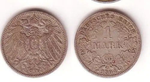 1 Reichsmark Silber Münze 1894 G (109391)
