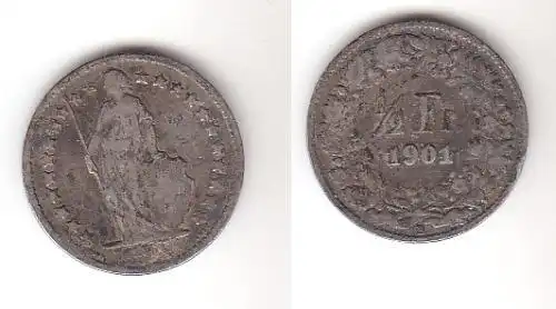 1/2 Franken Silber Münze Schweiz 1901 B (112643)