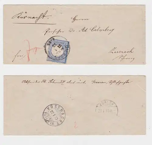Brief Giessen 22.1.1873 nach Küssnacht Brustschild Michel 10 (132639)