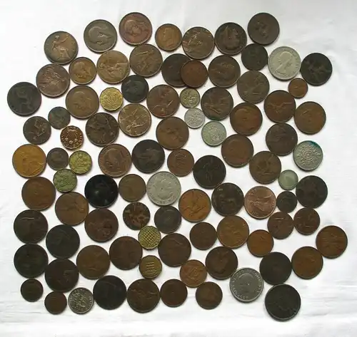 Sammlung 69 Kleinmünzen Großbritannien meist aus Kupfer ab 1805 (141325)