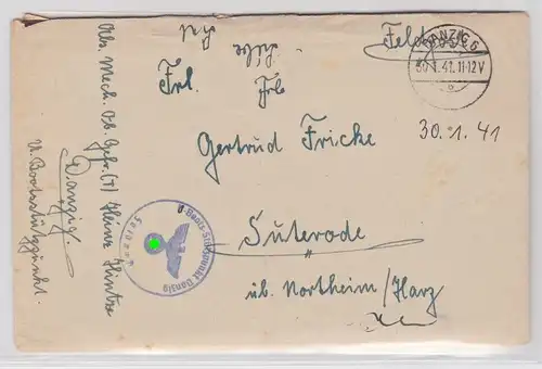 48411 seltener Feldpostbrief Steg-K2 U.Boots-Stützpunkt Danzig 30.1.1941