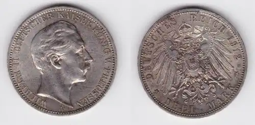 3 Mark Silbermünze Preussen Kaiser Wilhelm II 1912 A Jäger 103 f.vz (120427)