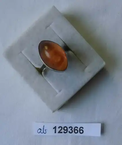 eleganter Bernstein Ring 835er Silber Fischlandschmuck um 1930 (129366)