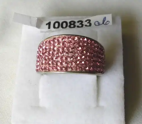 schillernder Damen-Ring Silber 925 unzählige rosa Steinchen (100833)