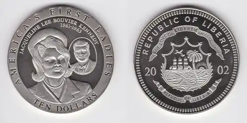 10 Dollar Nickel Münze Liberia 2002 Jacqueline  Lee Bouvier Kennedy (122833)