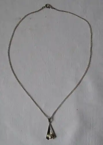 hübscher Kettenanhänger 835er Silber mit kleiner Perle und Kette (131844)