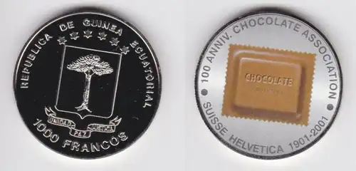 1000 Francs Farb Münze Äquatorial Guinea 2001 Schweizer Schokolade (125277)