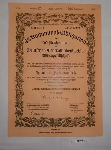 100 Reichsmark Deutsche Centralbodenkredit AG Berlin 1941 (127757)