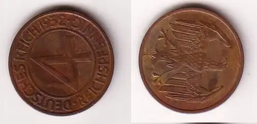 4 Pfennig Kupfer Münze Deutsches Reich 1932 A  (111745)