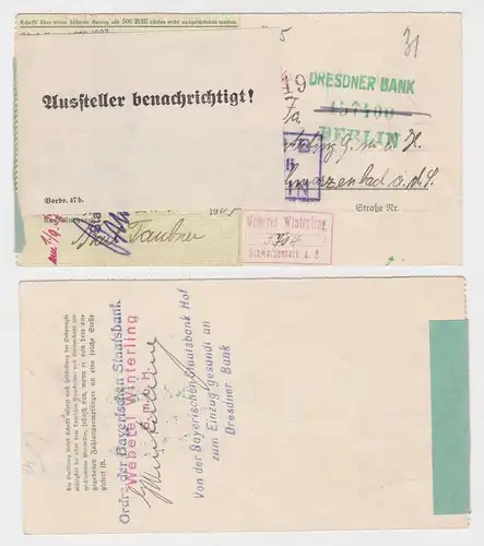 seltener Scheck 133,19 RM Stadtbank Rodewisch 1937 (137690)