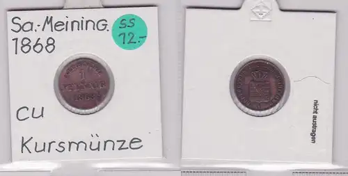 1 Pfennig Kupfer Münze Sachsen-Meiningen 1868 (120264)