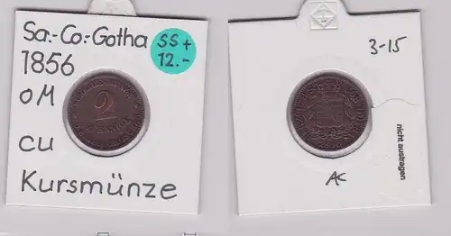 2 Pfennig Kupfer Münze Sachsen-Coburg-Gotha 1856 F (120568)