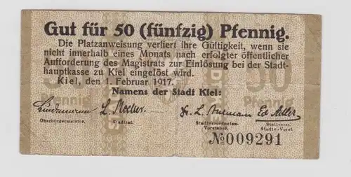 50 Pfennig Banknote Notgeld Stadt Kiel 1. Februar 1917 (136071)