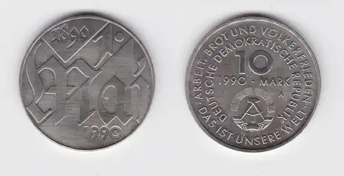DDR Gedenk Münze 10 Mark 100.Jahre 1.Mai Feiertag 1990 f. Stempelglanz (137105)