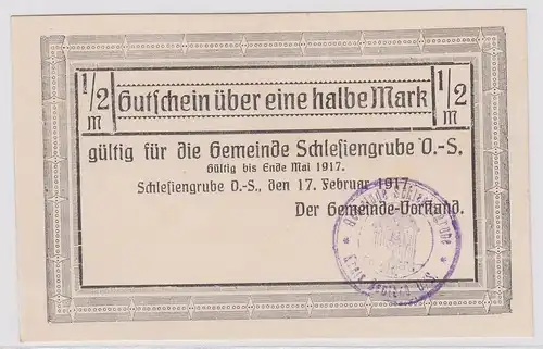 1/2 Mark Banknote Notgeld Gemeinde Schlesiergrube 17.2.1917 (121756)