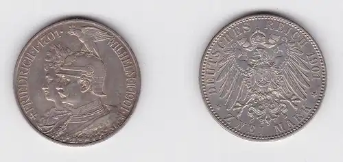2 Mark Silbermünze Preussen 200 Jahre Königreich 1901 Jäger 105 f.vz (134618)