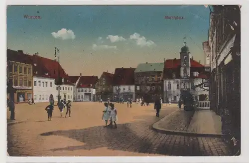 98914 Ak Wurzen in Sachen - Marktplatz mit Hotel und Geschäften 1916