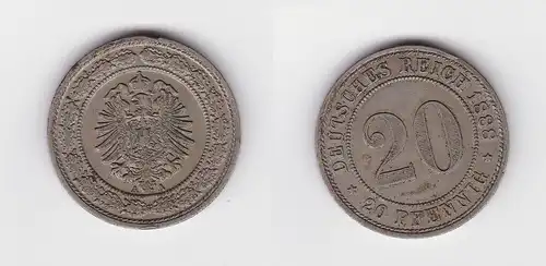 20 Pfennig Nickel Münze Kaiserreich 1888 A, Jäger 9 ss (127337)