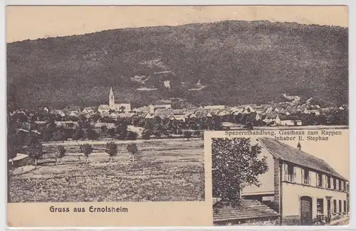 93295 Feldpost Ak Gruß aus Ernolsheim Spezereihandlung, Gasthaus zum Rappen 1918