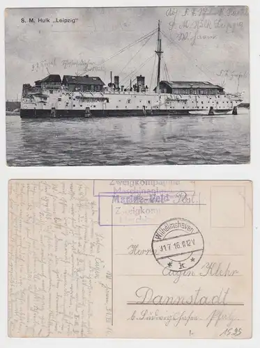 00490 Feldpost Ak Kriegsschiff S.M.Hulk "Leipzig" 1916