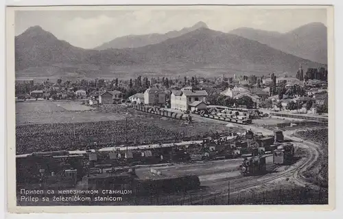97665 Ak Prilep in Mazedonien Bahnhof mit Eisenbahnen um 1930