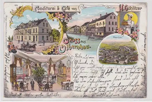 42240 Ak Lithographie Gruß aus Olbernhau Conditorei & Café H.Görlitzer 1899