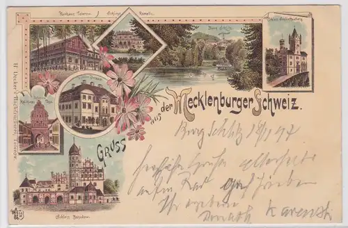 57632 Ak Lithographie Gruß aus der Mecklenburger Schweiz 1897