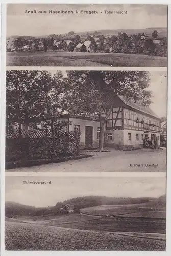38785 Mehrbild Ak Gruss aus Haselbach im Erzgebirge - Totalansicht 1936